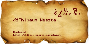 Öhlbaum Neszta névjegykártya